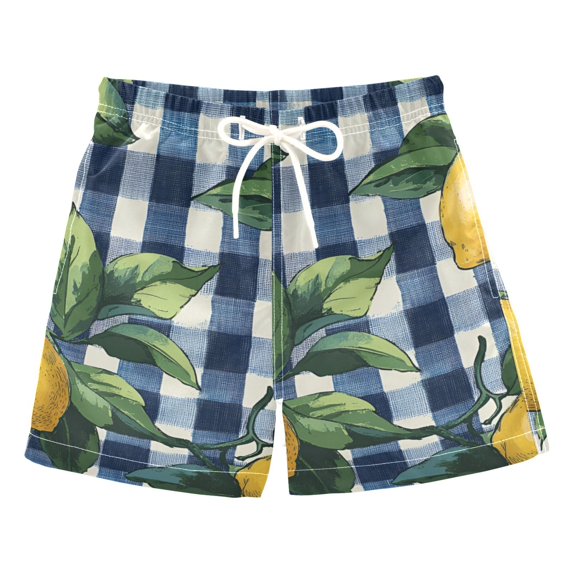 FORMRS Boys Swim Trunks Quick Dry Mesh Liner Boardshorts Sizes XS-XL, Cartoon Beige Lemon