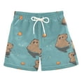 thumbnail image 1 of FORMRS Boys Swim Trunks Quick Dry Mesh Liner Boardshorts Sizes XS-XL, Cartoon Capybaras, 1 of 7
