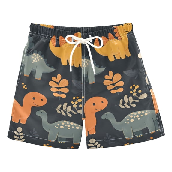 FORMRS Boys Swim Trunks Quick Dry Mesh Liner Boardshorts Sizes XS-XL, Cartoon Dinosaur
