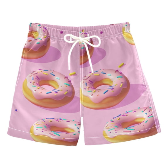 FORMRS Boys Swim Trunks Quick Dry Mesh Liner Boardshorts Sizes XS-XL, Cartoon Doughnuts