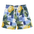 thumbnail image 1 of FORMRS Boys Swim Trunks Quick Dry Mesh Liner Boardshorts Sizes XS-XL, Cartoon Lemon Leaves, 1 of 7