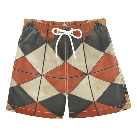 FORMRS Boys Swim Trunks Quick Dry Mesh Liner Boardshorts Sizes XS-XL, Checkered Pattern