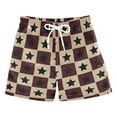 thumbnail image 1 of FORMRS Boys Swim Trunks Quick Dry Mesh Liner Boardshorts Sizes XS-XL, Checkered Stars Pattern, 1 of 7
