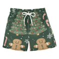 thumbnail image 1 of FORMRS Boys Swim Trunks Quick Dry Mesh Liner Boardshorts Sizes XS-XL, Christmas Cartoon Gingerbread Pattern, 1 of 7