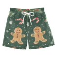 thumbnail image 1 of FORMRS Boys Swim Trunks Quick Dry Mesh Liner Boardshorts Sizes XS-XL, Christmas Gingerbread, 1 of 7