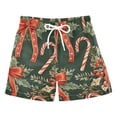 thumbnail image 1 of FORMRS Boys Swim Trunks Quick Dry Mesh Liner Boardshorts Sizes XS-XL, Christmas Holly Bows, 1 of 7