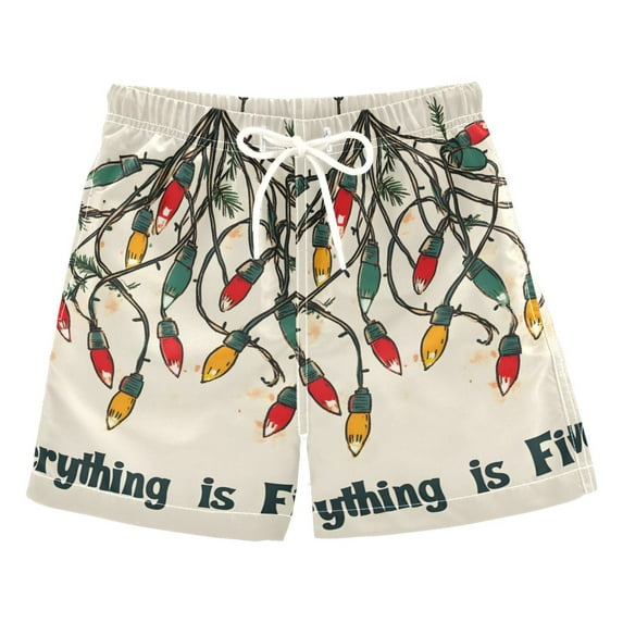 FORMRS Boys Swim Trunks Quick Dry Mesh Liner Boardshorts Sizes XS-XL, Christmas Light