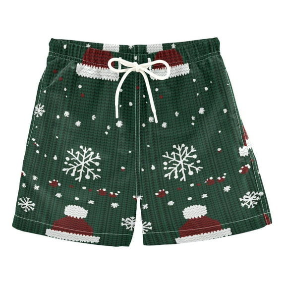 FORMRS Boys Swim Trunks Quick Dry Mesh Liner Boardshorts Sizes XS-XL, Christmas Santa Hats