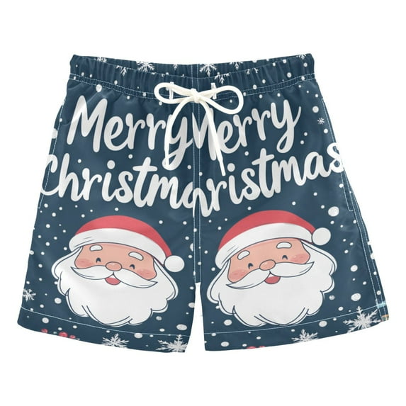 FORMRS Boys Swim Trunks Quick Dry Mesh Liner Boardshorts Sizes XS-XL, Christmas Santa