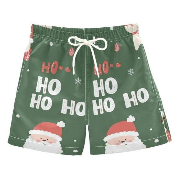 FORMRS Boys Swim Trunks Quick Dry Mesh Liner Boardshorts Sizes XS-XL, Christmas Santa