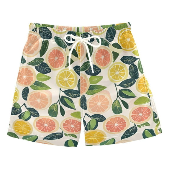 FORMRS Boys Swim Trunks Quick Dry Mesh Liner Boardshorts Sizes XS-XL, Citrus Fruits