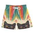 thumbnail image 1 of FORMRS Boys Swim Trunks Quick Dry Mesh Liner Boardshorts Sizes XS-XL, Colorful Black Cat, 1 of 7