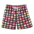 thumbnail image 1 of FORMRS Boys Swim Trunks Quick Dry Mesh Liner Boardshorts Sizes XS-XL, Colorful Block Pattern, 1 of 7