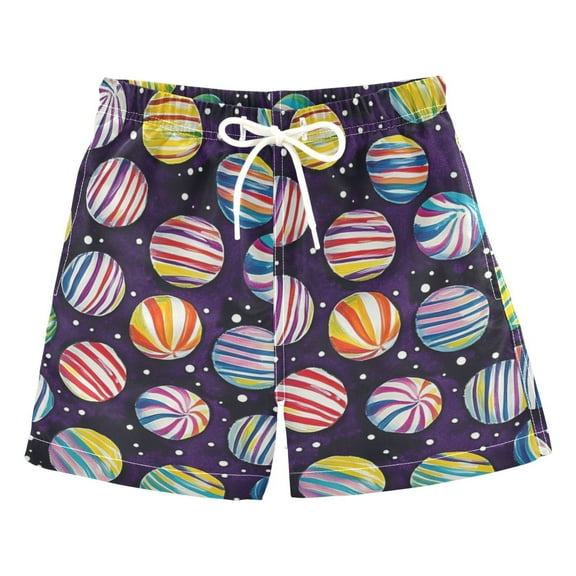 FORMRS Boys Swim Trunks Quick Dry Mesh Liner Boardshorts Sizes XS-XL, Colorful Candies