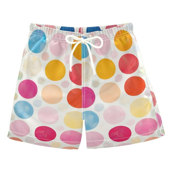 FORMRS Boys Swim Trunks Quick Dry Mesh Liner Boardshorts Sizes XS-XL, Colorful Circles