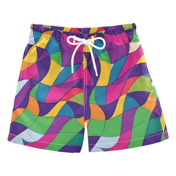 FORMRS Boys Swim Trunks Quick Dry Mesh Liner Boardshorts Sizes XS-XL, Colorful Plaid