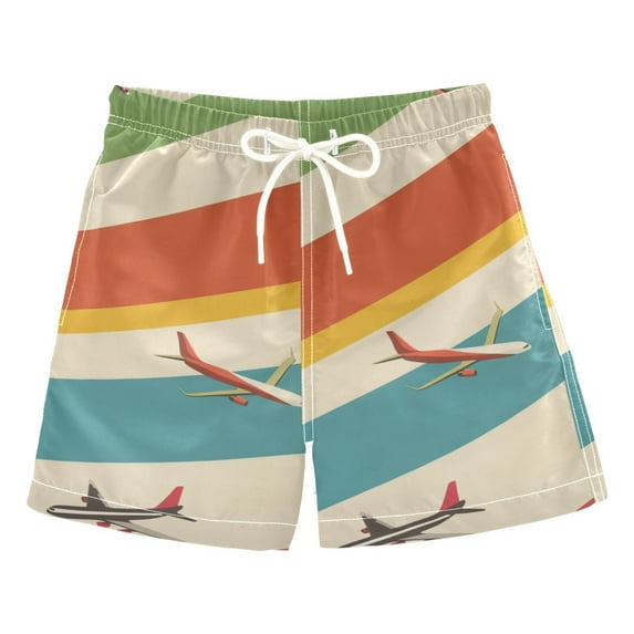 FORMRS Boys Swim Trunks Quick Dry Mesh Liner Boardshorts Sizes XS-XL, Colorful Plane
