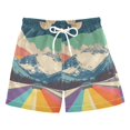 thumbnail image 1 of FORMRS Boys Swim Trunks Quick Dry Mesh Liner Boardshorts Sizes XS-XL, Colorful Road at Night, 1 of 7