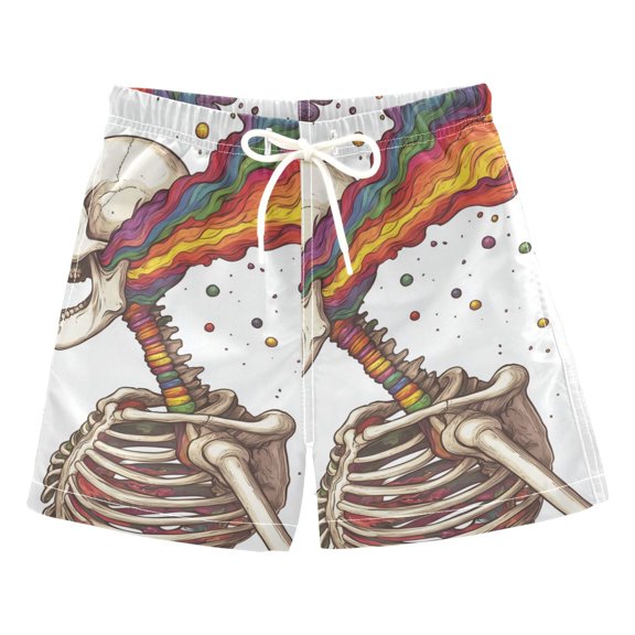 FORMRS Boys Swim Trunks Quick Dry Mesh Liner Boardshorts Sizes XS-XL, Colorful Skeleton