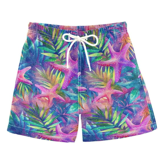 FORMRS Boys Swim Trunks Quick Dry Mesh Liner Boardshorts Sizes XS-XL, Colorful Starfish