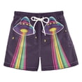 thumbnail image 1 of FORMRS Boys Swim Trunks Quick Dry Mesh Liner Boardshorts Sizes XS-XL, Colorful UFO, 1 of 7