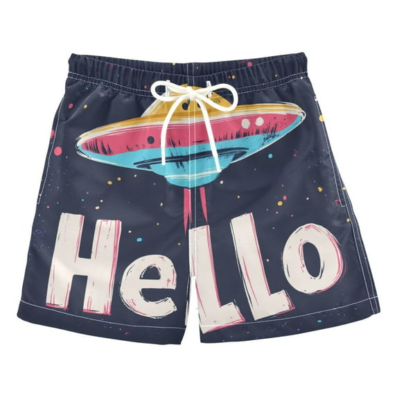 FORMRS Boys Swim Trunks Quick Dry Mesh Liner Boardshorts Sizes XS-XL, Colorful UFO