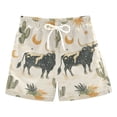 thumbnail image 1 of FORMRS Boys Swim Trunks Quick Dry Mesh Liner Boardshorts Sizes XS-XL, Cowboy Pattern, 1 of 7