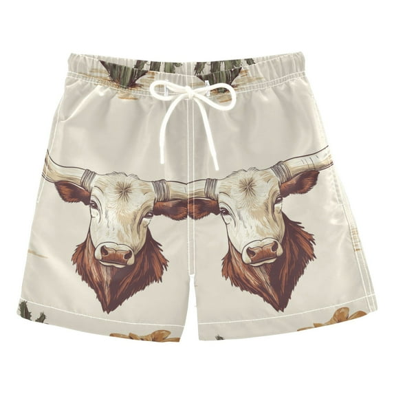 FORMRS Boys Swim Trunks Quick Dry Mesh Liner Boardshorts Sizes XS-XL, Cowboy Pattern