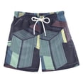 thumbnail image 1 of FORMRS Boys Swim Trunks Quick Dry Mesh Liner Boardshorts Sizes XS-XL, Cube Stripes, 1 of 7