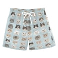 thumbnail image 1 of FORMRS Boys Swim Trunks Quick Dry Mesh Liner Boardshorts Sizes XS-XL, Cute Cat Faces, 1 of 7