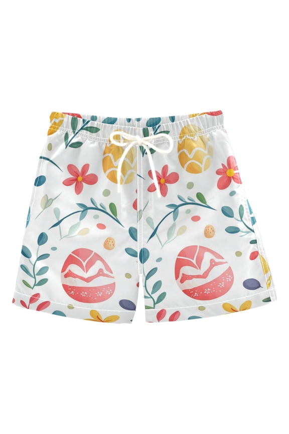 Boys Swim Trunks Quick Dry Mesh Liner Boardshorts Sizes XS-XL, Cute Easter Eggs