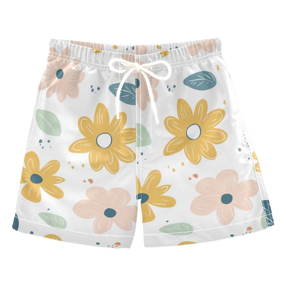 FORMRS Boys Swim Trunks Quick Dry Mesh Liner Boardshorts Sizes XS-XL, Cute Floral