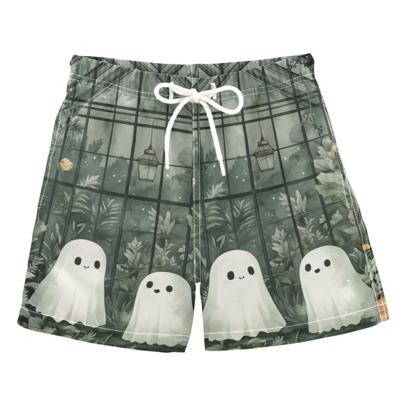 FORMRS Boys Swim Trunks Quick Dry Mesh Liner Boardshorts Sizes XS-XL, Cute Ghosts Playing