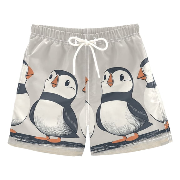 FORMRS Boys Swim Trunks Quick Dry Mesh Liner Boardshorts Sizes XS-XL, Cute Puffin