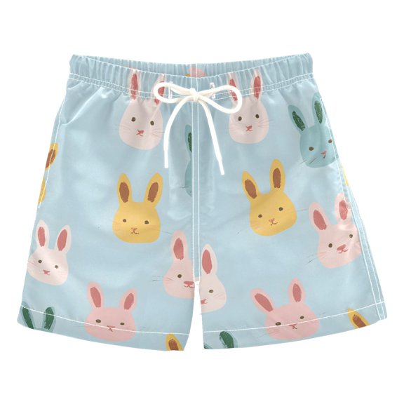 FORMRS Boys Swim Trunks Quick Dry Mesh Liner Boardshorts Sizes XS-XL, Cute Rabbits