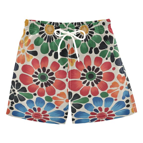 FORMRS Boys Swim Trunks Quick Dry Mesh Liner Boardshorts Sizes XS-XL, Dark Floral