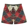 thumbnail image 1 of FORMRS Boys Swim Trunks Quick Dry Mesh Liner Boardshorts Sizes XS-XL, Dark Tartan Pattern, 1 of 7