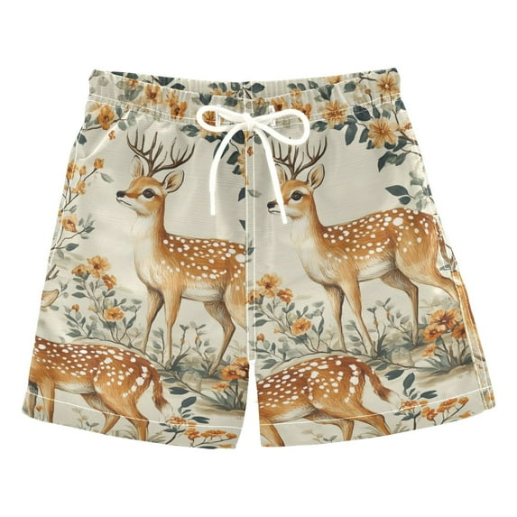 FORMRS Boys Swim Trunks Quick Dry Mesh Liner Boardshorts Sizes XS-XL, Deer Pattern