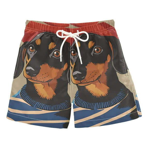 FORMRS Boys Swim Trunks Quick Dry Mesh Liner Boardshorts Sizes XS-XL, Dog Artist