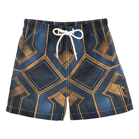FORMRS Boys Swim Trunks Quick Dry Mesh Liner Boardshorts Sizes XS-XL, Elegant Geometric Pattern