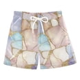 thumbnail image 1 of FORMRS Boys Swim Trunks Quick Dry Mesh Liner Boardshorts Sizes XS-XL, Elegant Marble Pattern, 1 of 7