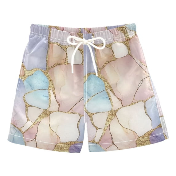 FORMRS Boys Swim Trunks Quick Dry Mesh Liner Boardshorts Sizes XS-XL, Elegant Marble Pattern