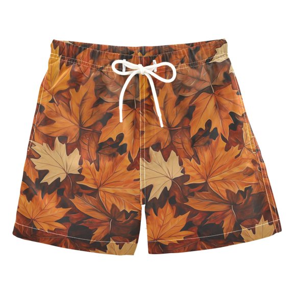 FORMRS Boys Swim Trunks Quick Dry Mesh Liner Boardshorts Sizes XS-XL, Fall Pattern