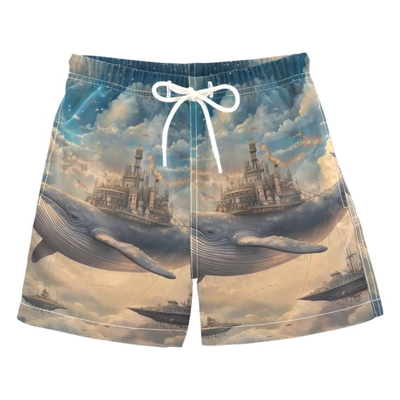 FORMRS Boys Swim Trunks Quick Dry Mesh Liner Boardshorts Sizes XS-XL, Floating Whale