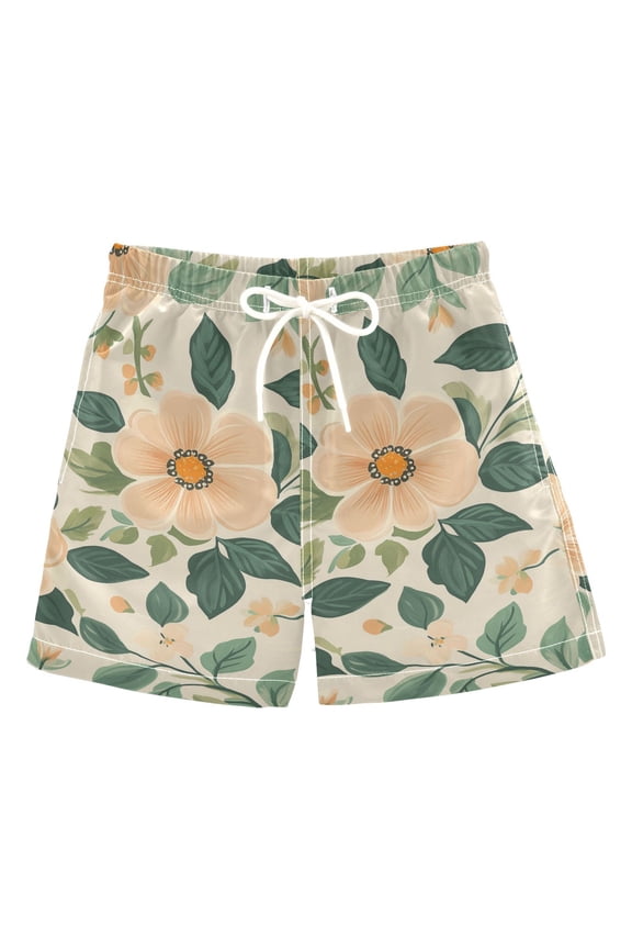 Boys Swim Trunks Quick Dry Mesh Liner Boardshorts Sizes XS-XL, Floral Design