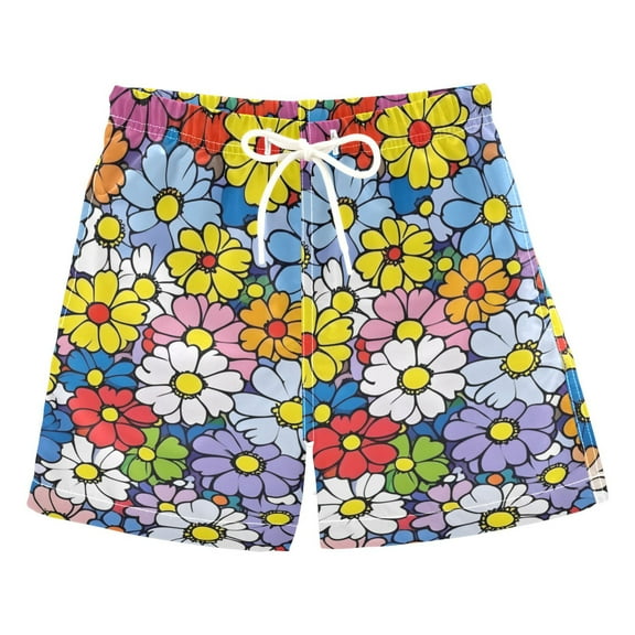 FORMRS Boys Swim Trunks Quick Dry Mesh Liner Boardshorts Sizes XS-XL, Floral Fiesta
