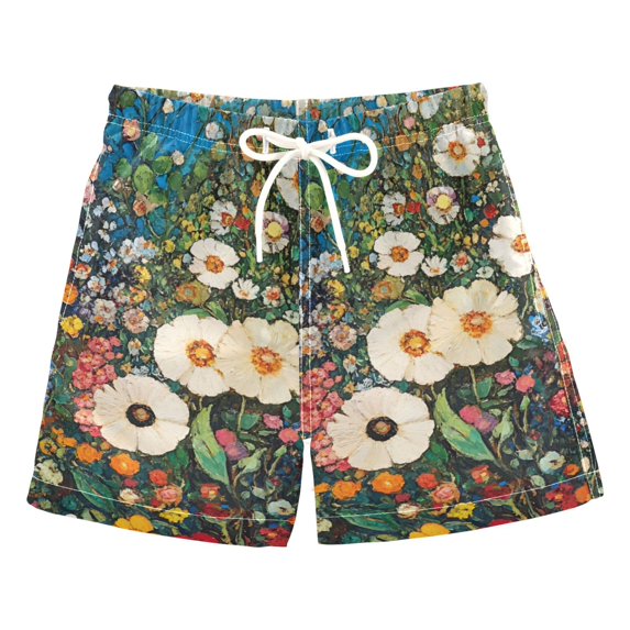 FORMRS Boys Swim Trunks Quick Dry Mesh Liner Boardshorts Sizes XS-XL, Floral Garden