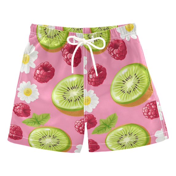 FORMRS Boys Swim Trunks Quick Dry Mesh Liner Boardshorts Sizes XS-XL, Floral Raspberries