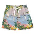 thumbnail image 1 of FORMRS Boys Swim Trunks Quick Dry Mesh Liner Boardshorts Sizes XS-XL, Floral Seaside, 1 of 7