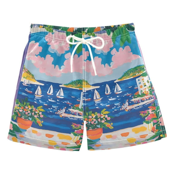 FORMRS Boys Swim Trunks Quick Dry Mesh Liner Boardshorts Sizes XS-XL, Floral Window